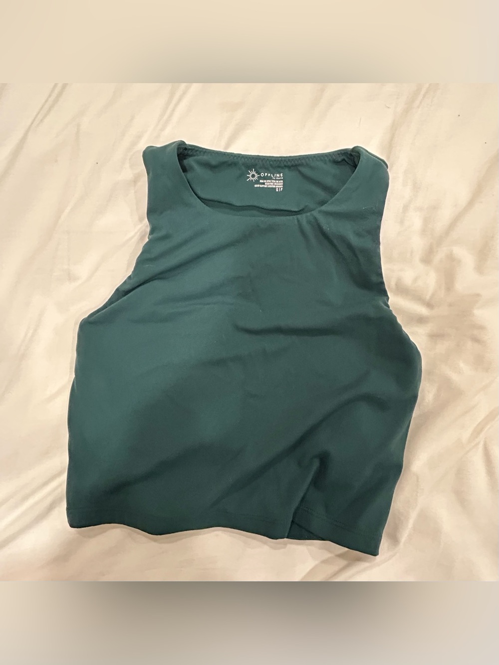 Aerie OFFLINE Real Me Sports Bra Green High Neck Crop Size S/P